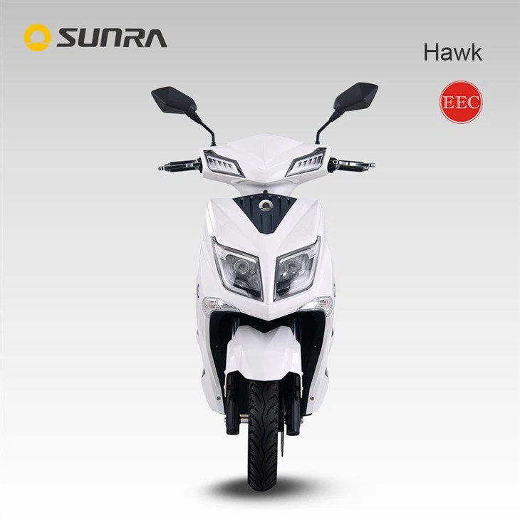 HAWK white electric motor scooter for adults with a seat