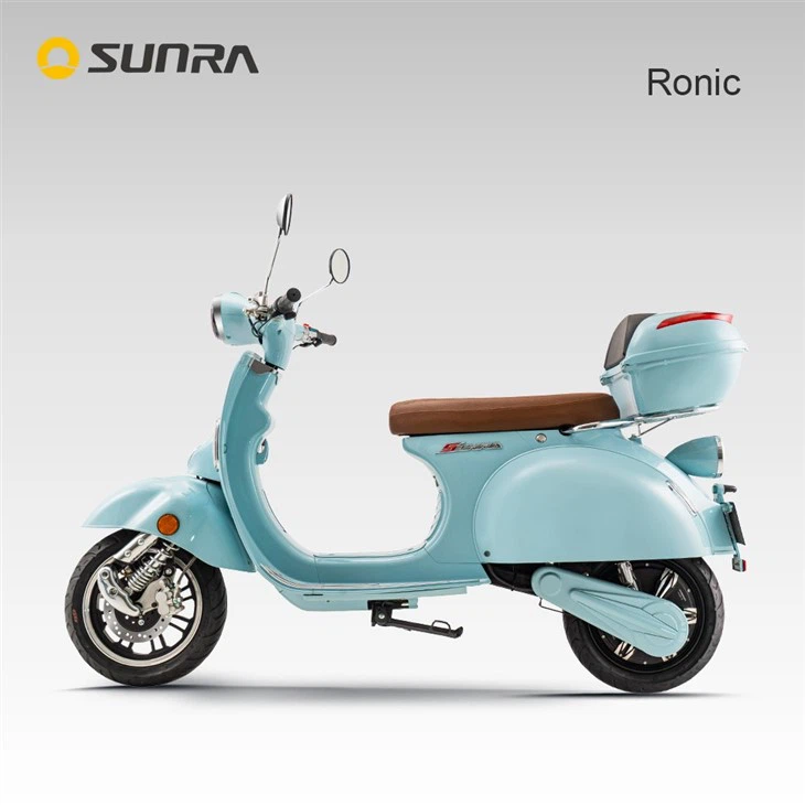 RONIC Blue Retro Classic Vintage Adult Electric Seated Moped Scooter