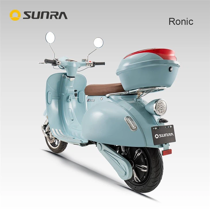 RONIC Blue Retro Classic Vintage Adult Electric Seated Moped Scooter